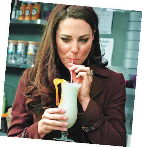 A royal treat: Kate Middleton sips at a smoothie, high on taste and nutrition